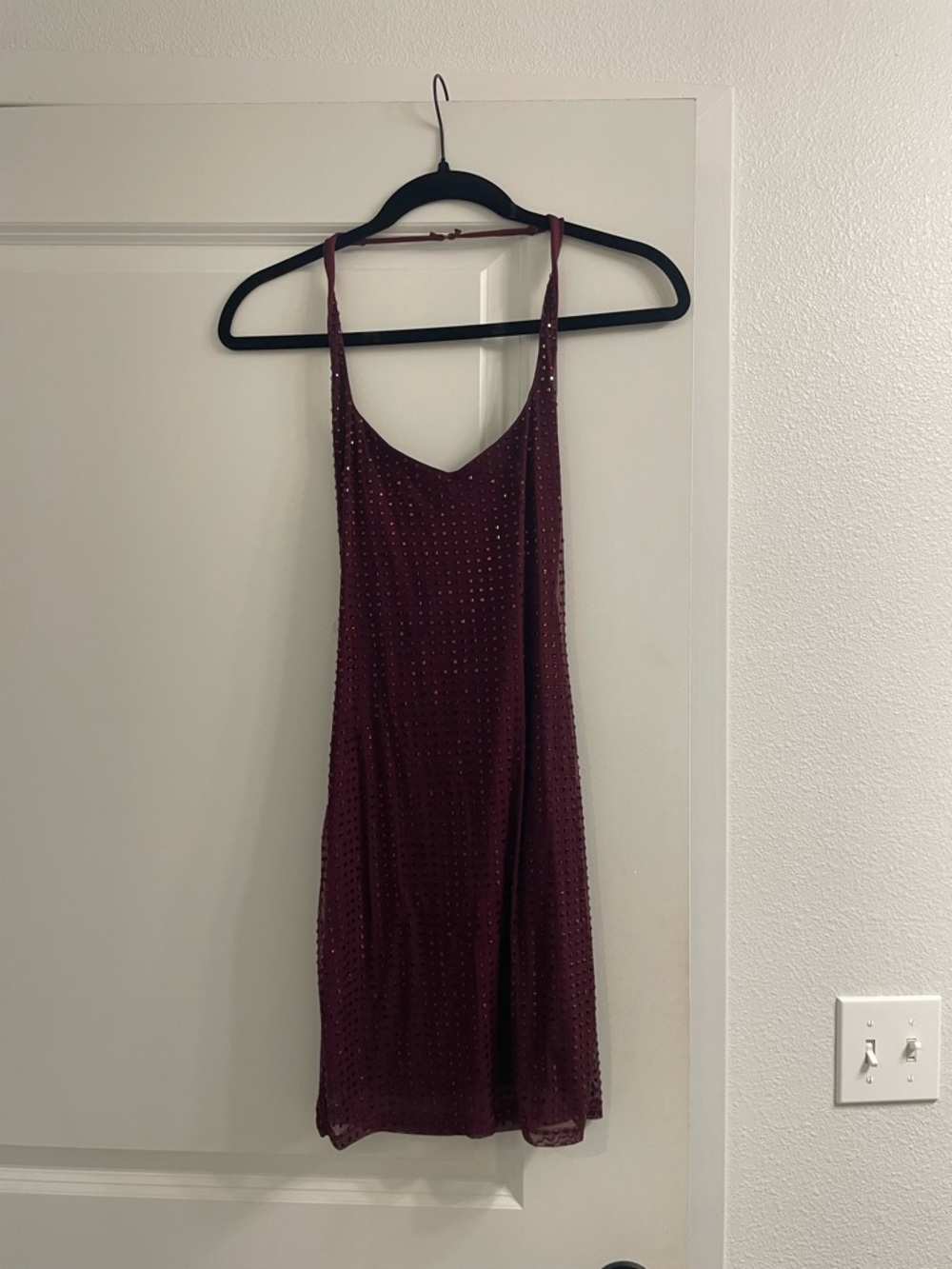 NWT Windsor Burgundy Slip Dress with Rhinestone Detail